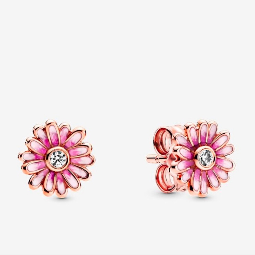 PANDORA: Pink Daisy Flower Stud Earrings